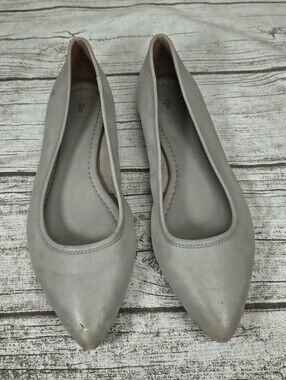 Frye Grey Soft Leather Ballet Flats Women Size 10